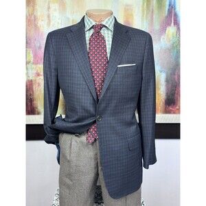 Hickey Freeman Traveller Mens Navy Blue Minicheck Sport Coat 40R $1229